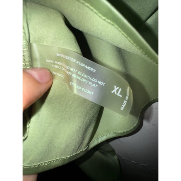 Fashion Nova Green Satin Long-Sleeve Crop Top XL Sexy Classic Party Date Boho - Picture 5 of 7